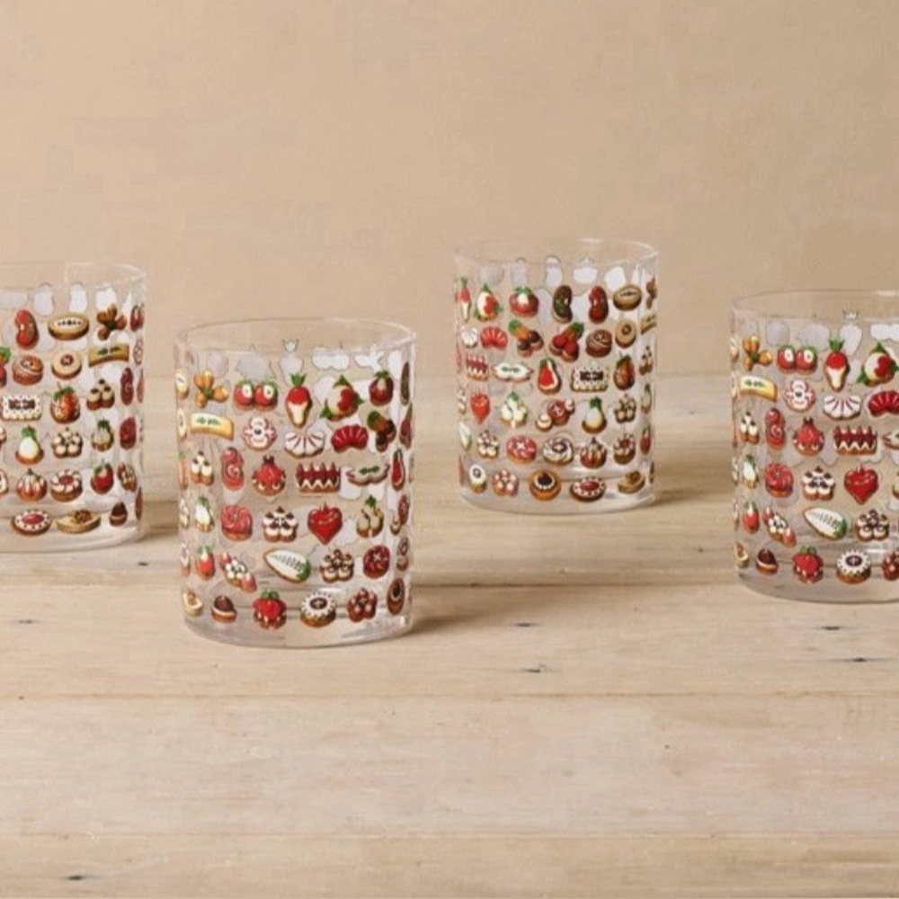 John Derian for Target 4pk Cocktail Glasses Cookie Print 2025